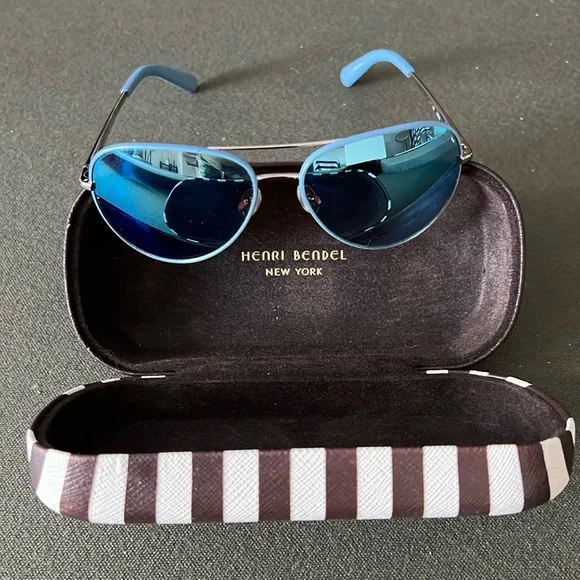 Henri Bendel Silver and Blue Aviator Sunglasses Henri Bendel Sunglasses - Henri Bendel main image 4